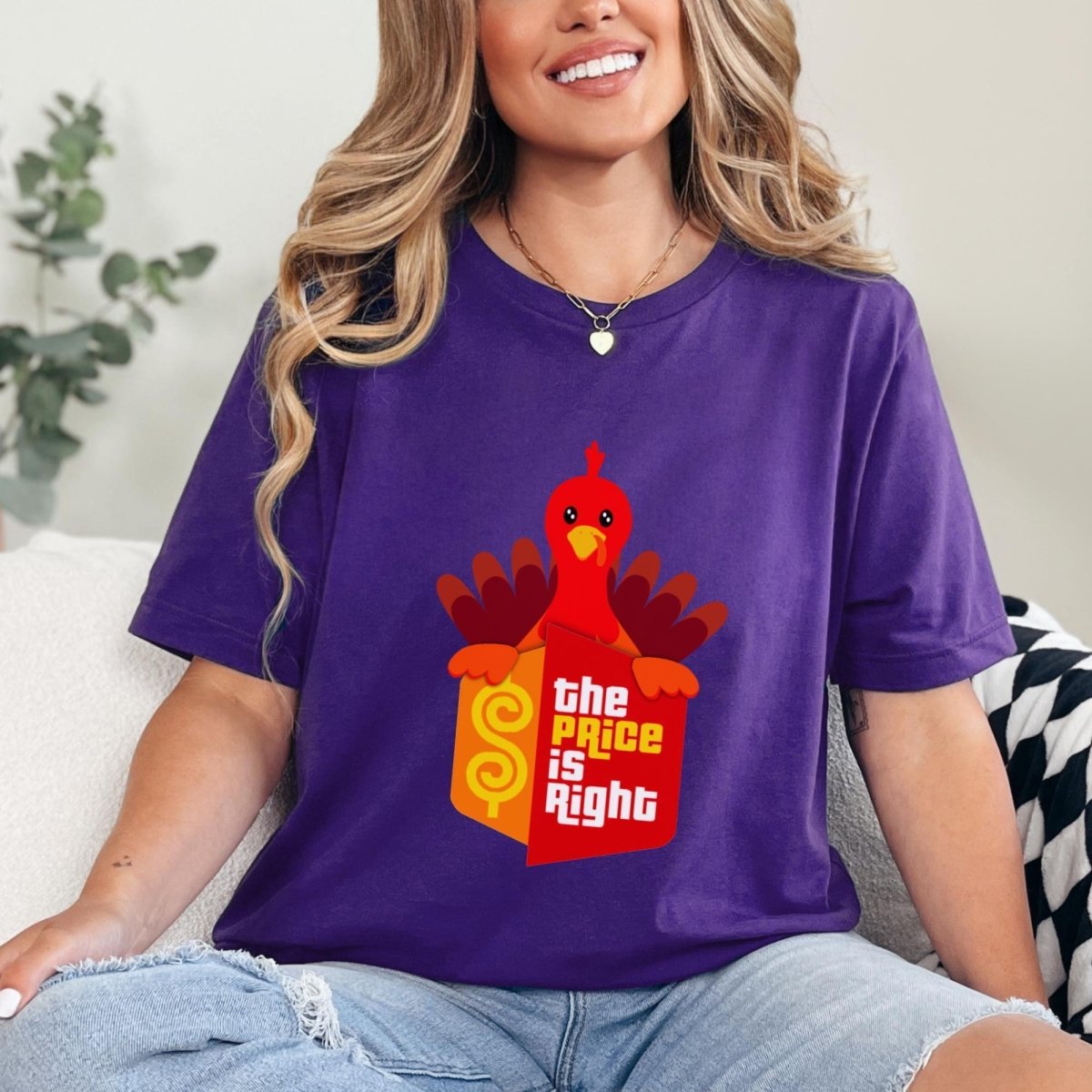 Thanksgiving Turkey Price is Right Shirt, Holiday Tee, Cozy Fall Fan Gift - Team Purple - XS -