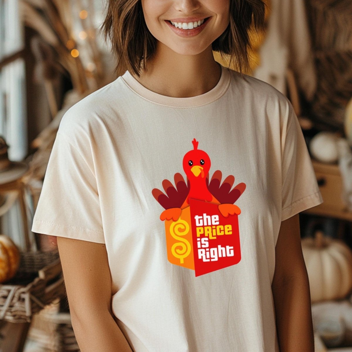 Thanksgiving Turkey Price is Right Shirt, Holiday Tee, Cozy Fall Fan Gift - Soft Cream - XS -