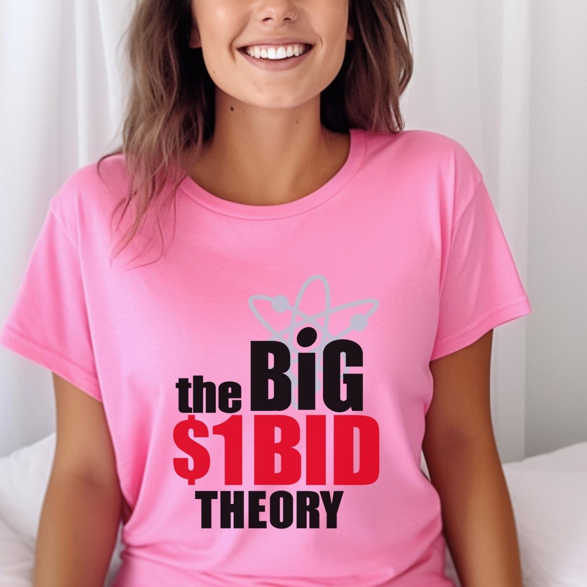 The Big $1 Dollar Bid Theory Price is Right Shirt, TV Show Fan Gift - Charity Pink - XS -