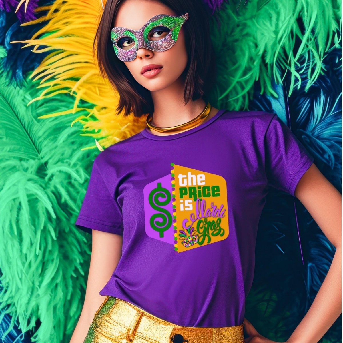 The Price is Mardi Gras Shirt, Bourbon Street Prize Tee, Funny Game Show Fan - Team Purple - XS -