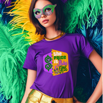 The Price is Mardi Gras Shirt, Bourbon Street Prize Tee, Funny Game Show Fan - Team Purple - XS -