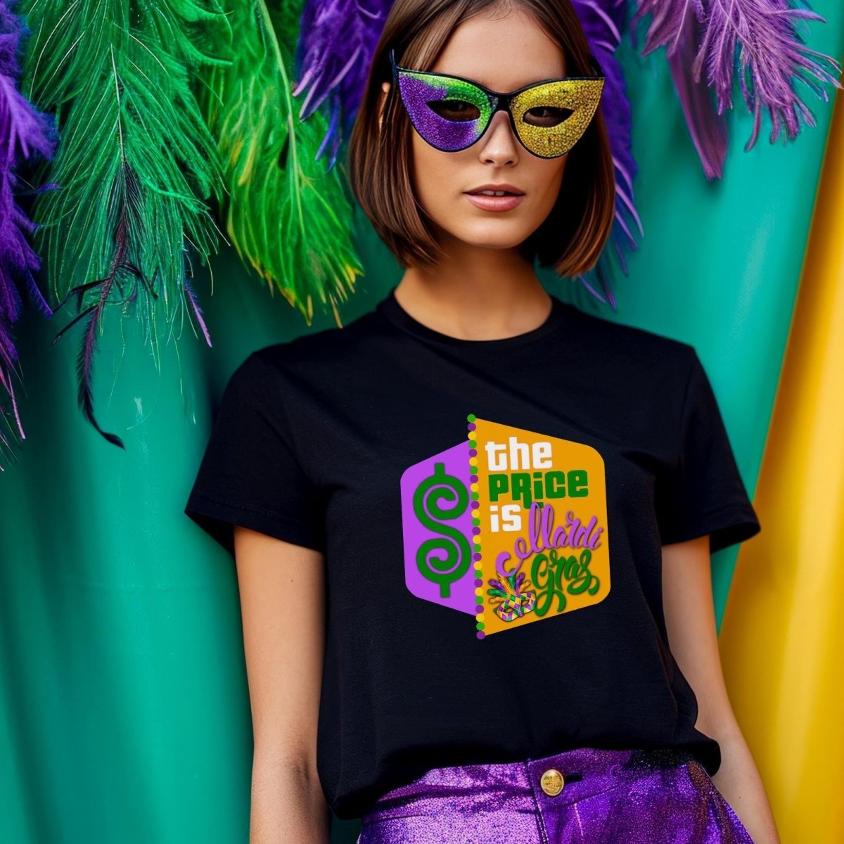 The Price is Mardi Gras Shirt, Bourbon Street Prize Tee, Funny Game Show Fan - Black - XS -