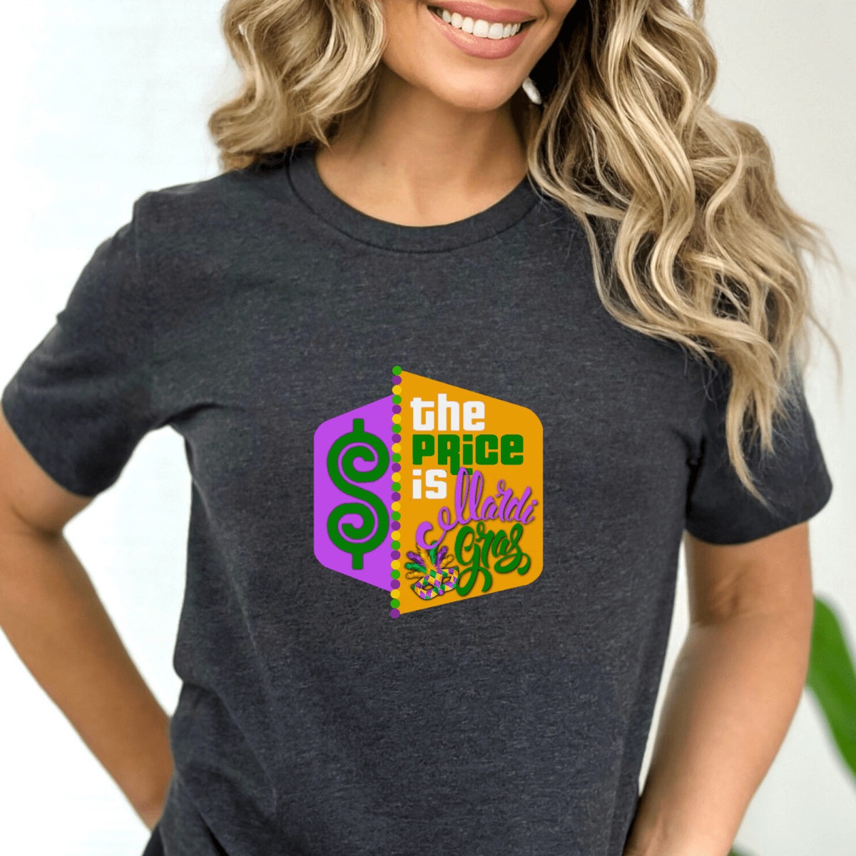 The Price is Mardi Gras Shirt, Bourbon Street Prize Tee, Funny Game Show Fan - Dark Grey Heather - XS -
