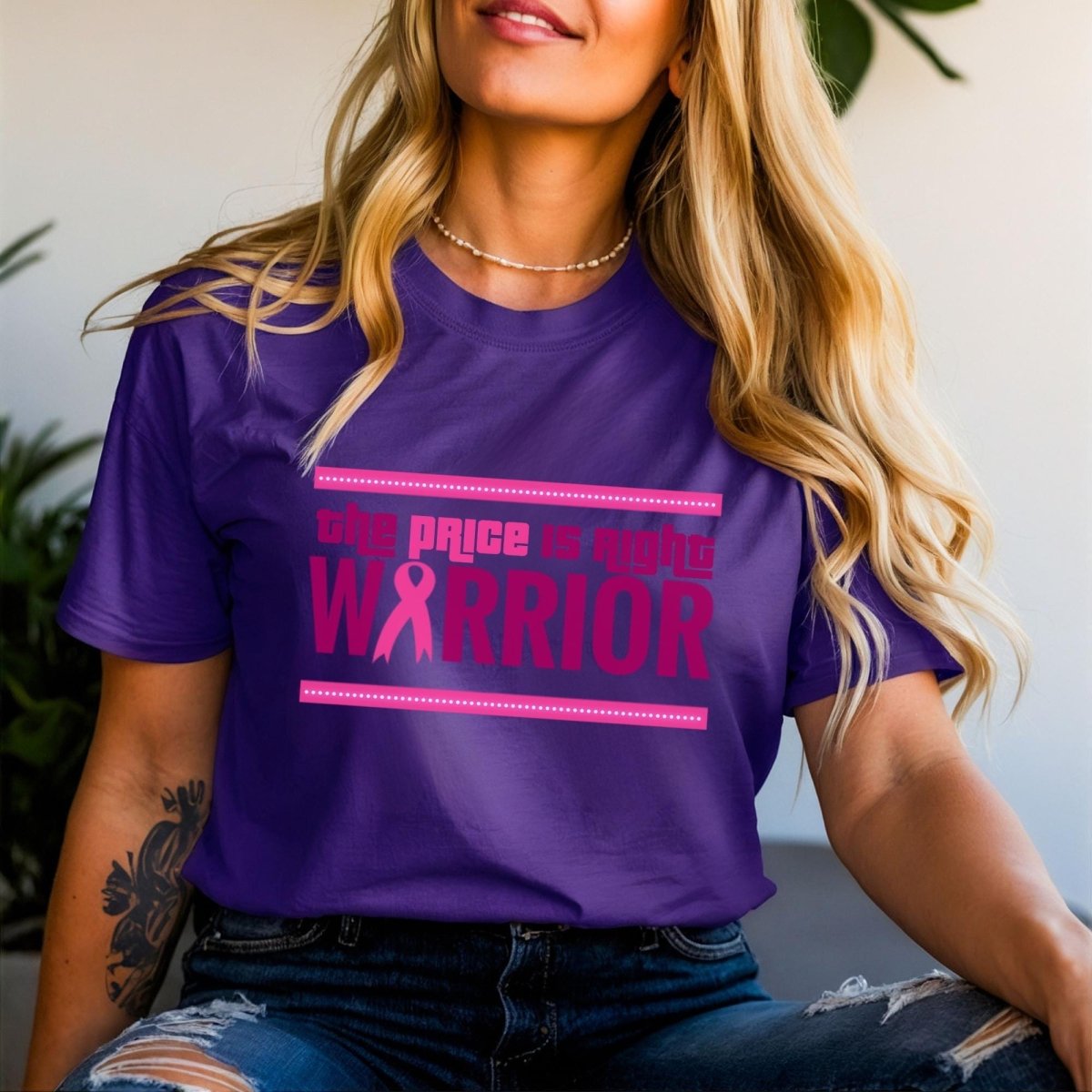 The Price is Right Warrior Breast Cancer Awareness Shirt, Pink Ribbon Survivor Gift - Team Purple - XS -