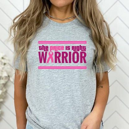 The Price is Right Warrior Breast Cancer Awareness Shirt, Pink Ribbon Survivor Gift - Athletic Heather - XS -