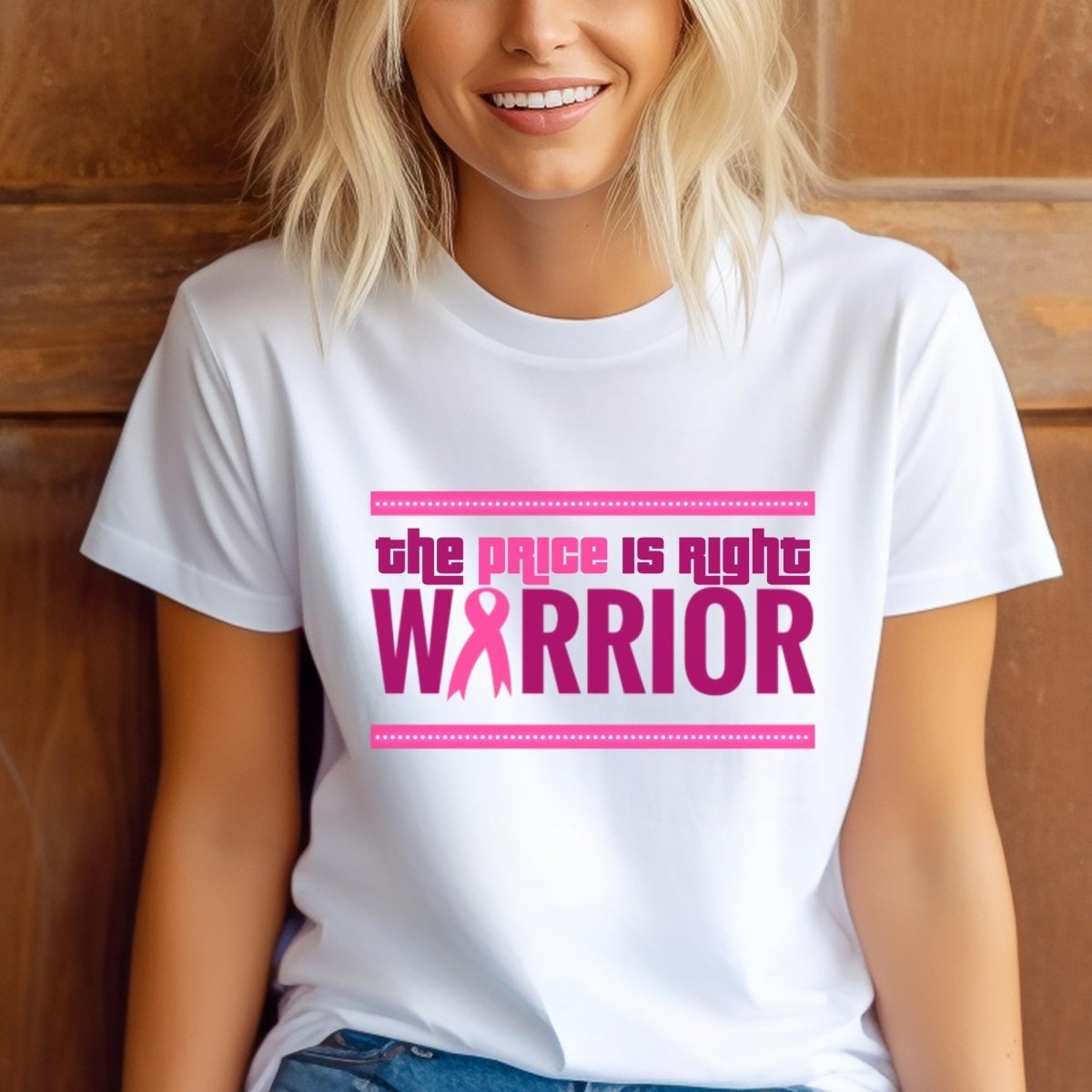 The Price is Right Warrior Breast Cancer Awareness Shirt, Pink Ribbon Survivor Gift - White - XS -