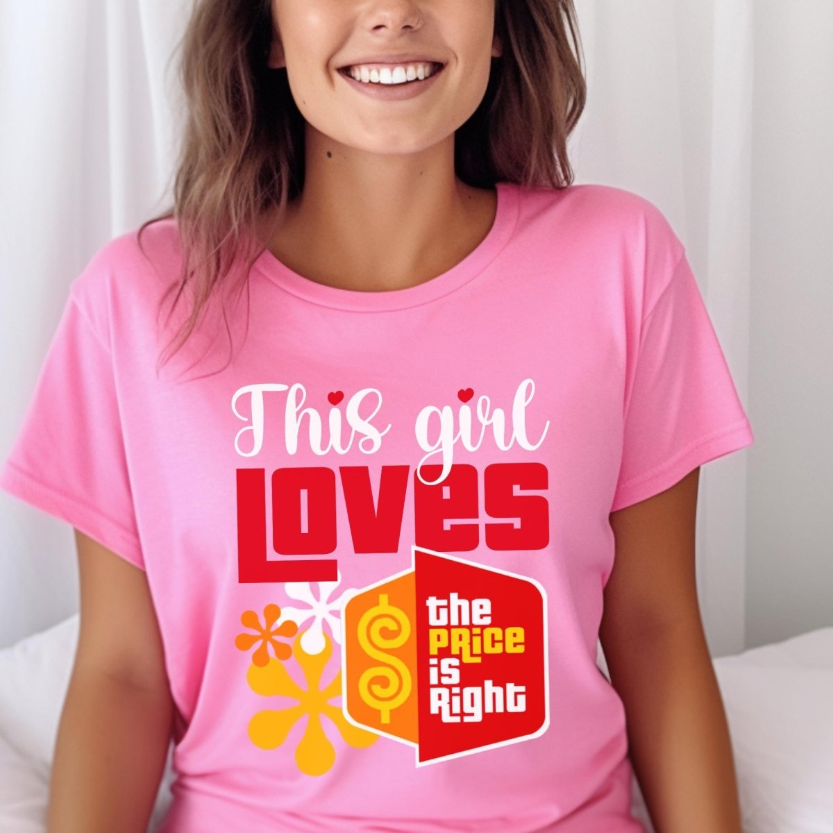 This Girl Loves the Price is Right Shirt, Retro Game Show Superfan Tee - Charity Pink - XS -