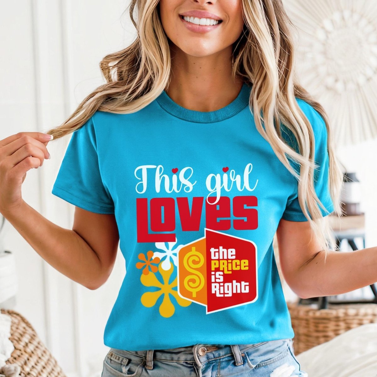 This Girl Loves the Price is Right Shirt, Retro Game Show Superfan Tee - Aqua - XS -