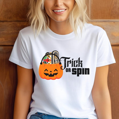Trick or Spin Halloween Price is Right Shirt, Funny Halloween Game Show Fan Tee - White - XS -