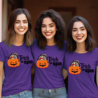 Trick or Spin Halloween Price is Right Shirt, Funny Halloween Game Show Fan Tee - Team Purple - XS -