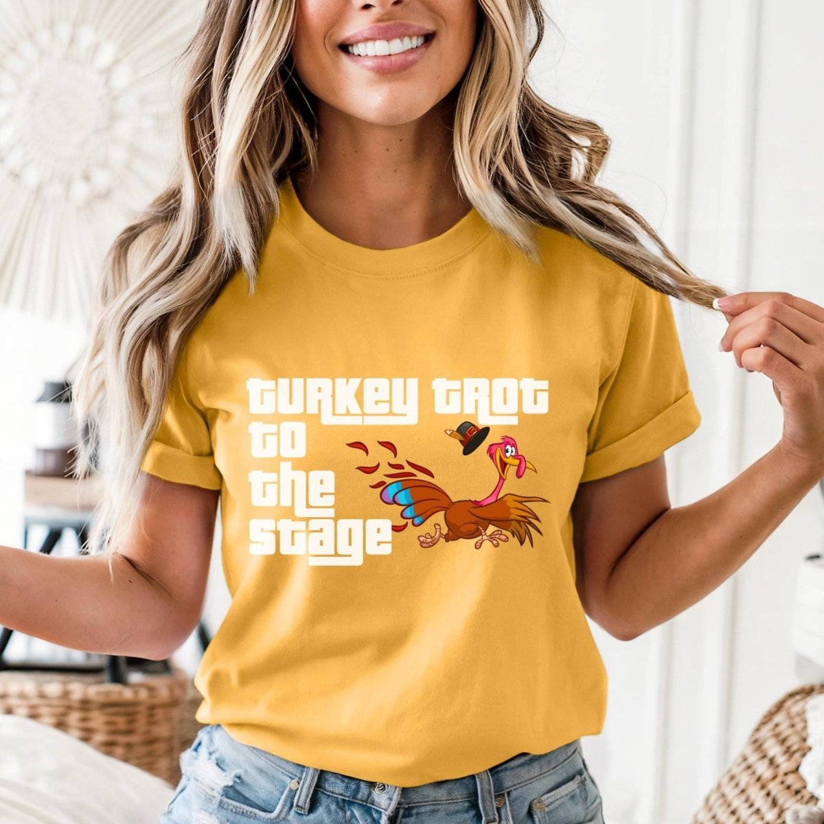 Turkey Trot to the Stage Price is Right Shirt, Thanksgiving Tee, Retro Holiday Game Show Tee - Gold - XS -