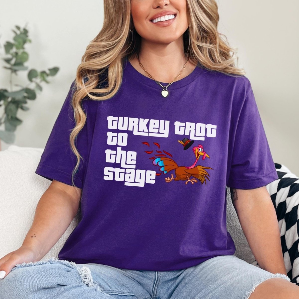 Turkey Trot to the Stage Price is Right Shirt, Thanksgiving Tee, Retro Holiday Game Show Tee - Team Purple - XS -