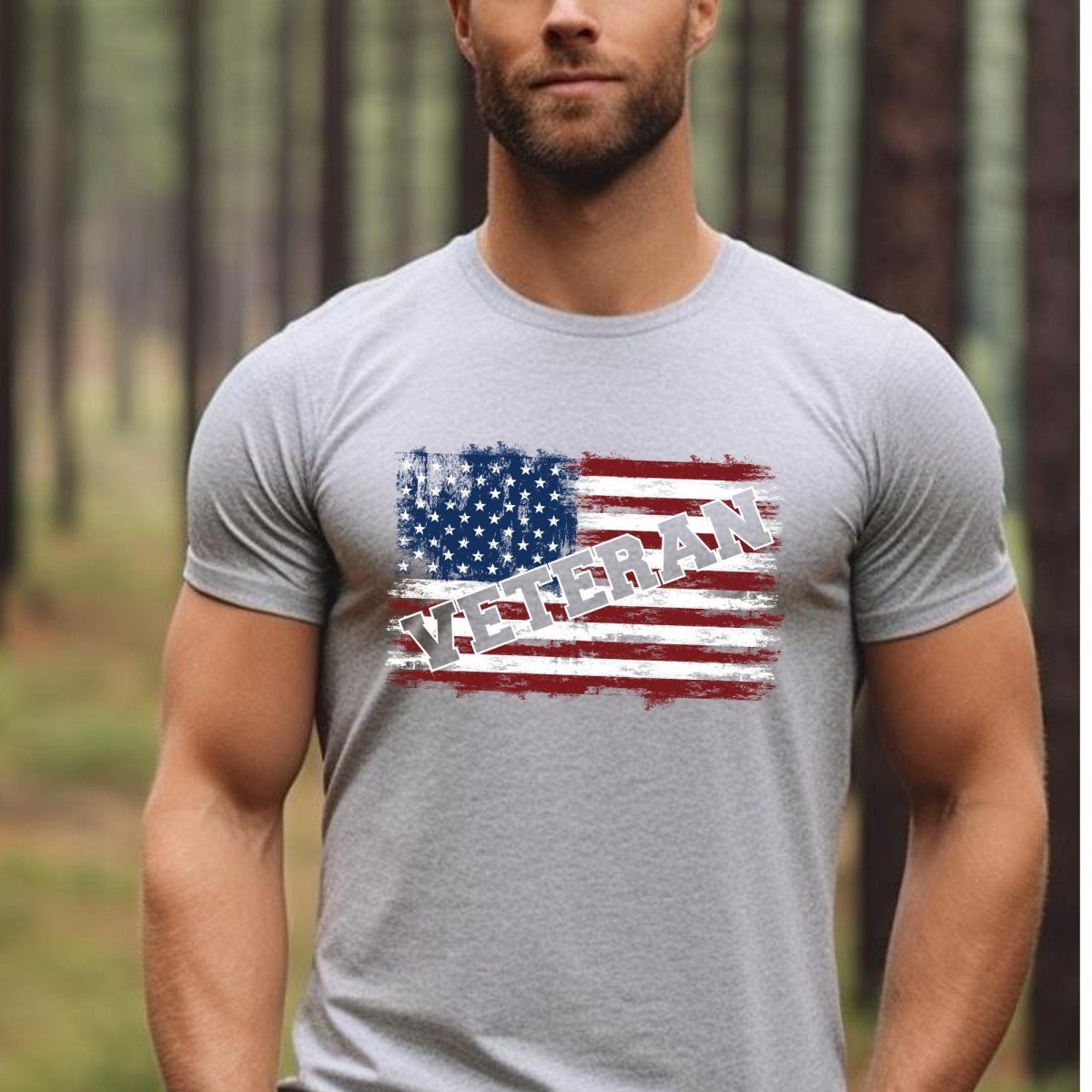 Veteran American Flag Retirement Shirt, Patriotic Military Fan Tee Gift - Athletic Heather - XS -