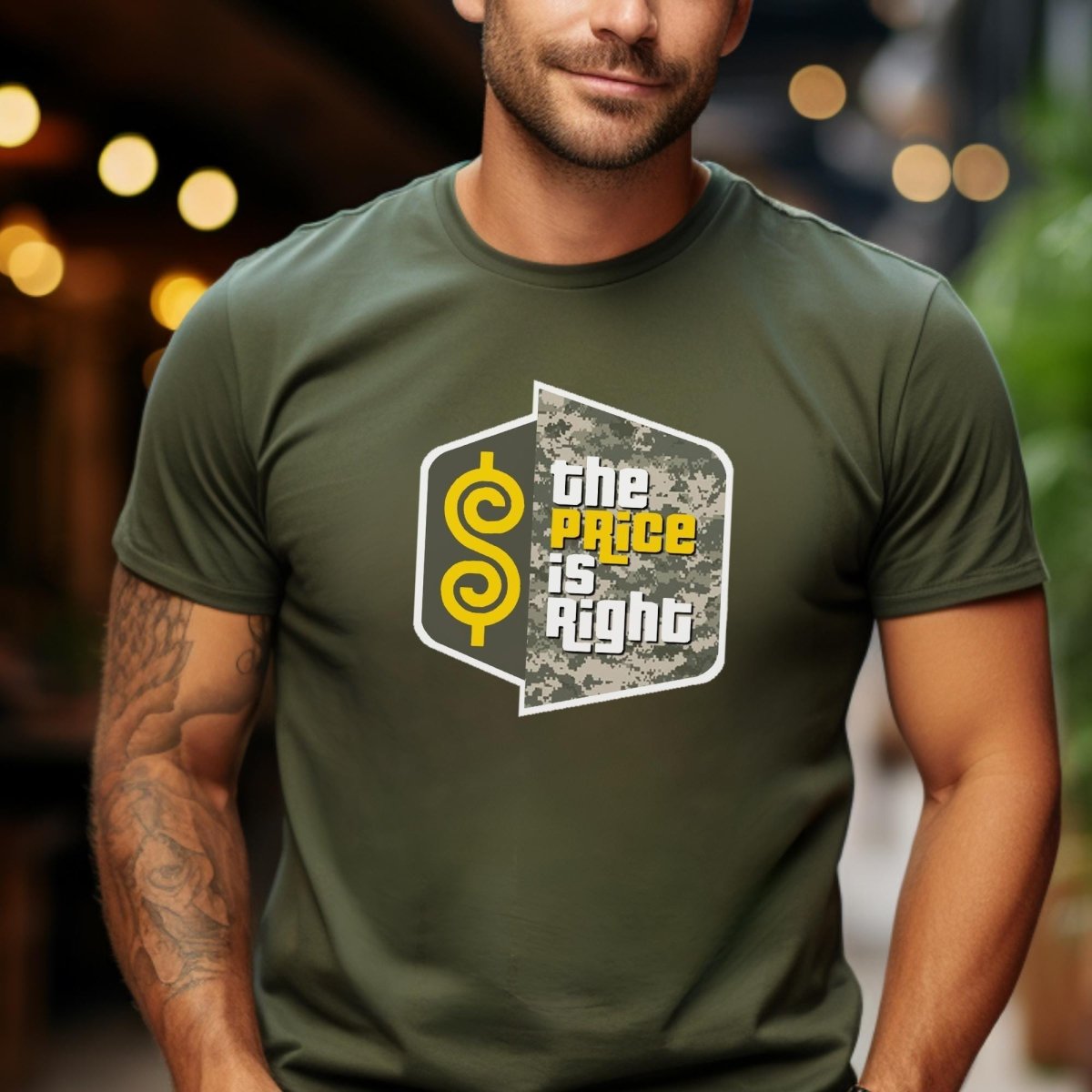 Veteran Military Camo Price is Right Shirt, Patriotic USA Fan Gift - Military Green - XS -