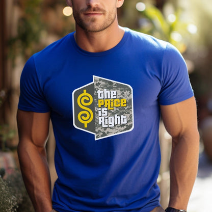 Veteran Military Camo Price is Right Shirt, Patriotic USA Fan Gift - True Royal - XS -