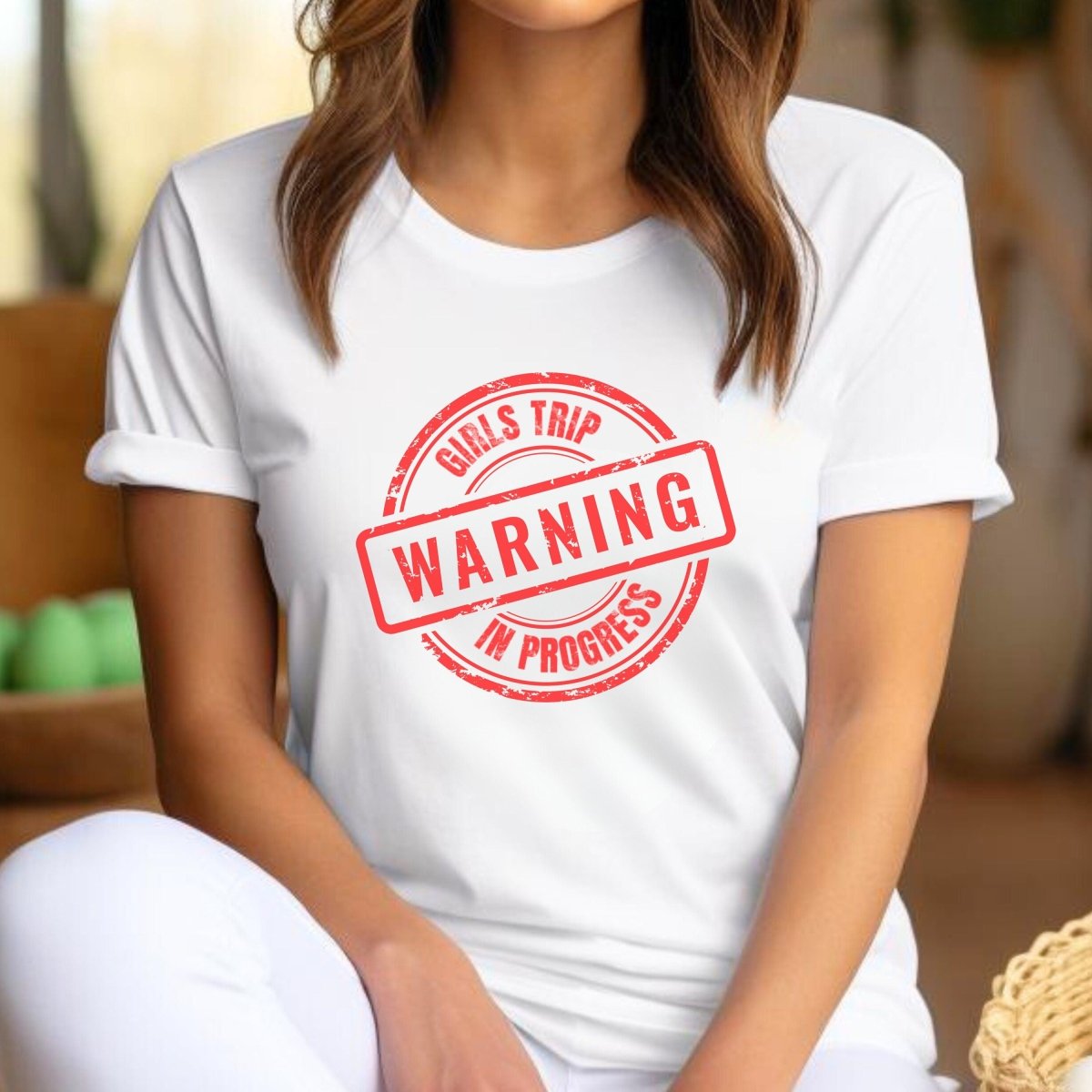 Warning Girls Trip in Progress Shirt, Bachelorette Party Group Tee - White Express - 3XL -