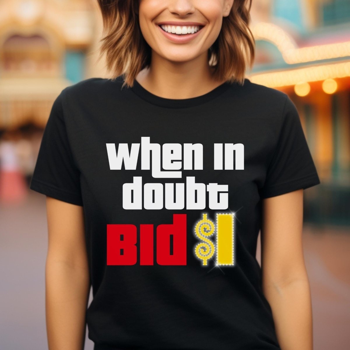 When in Doubt Bid $1 Price is Right Shirt, Funny Game Show Strategy Tee - Black - XS -