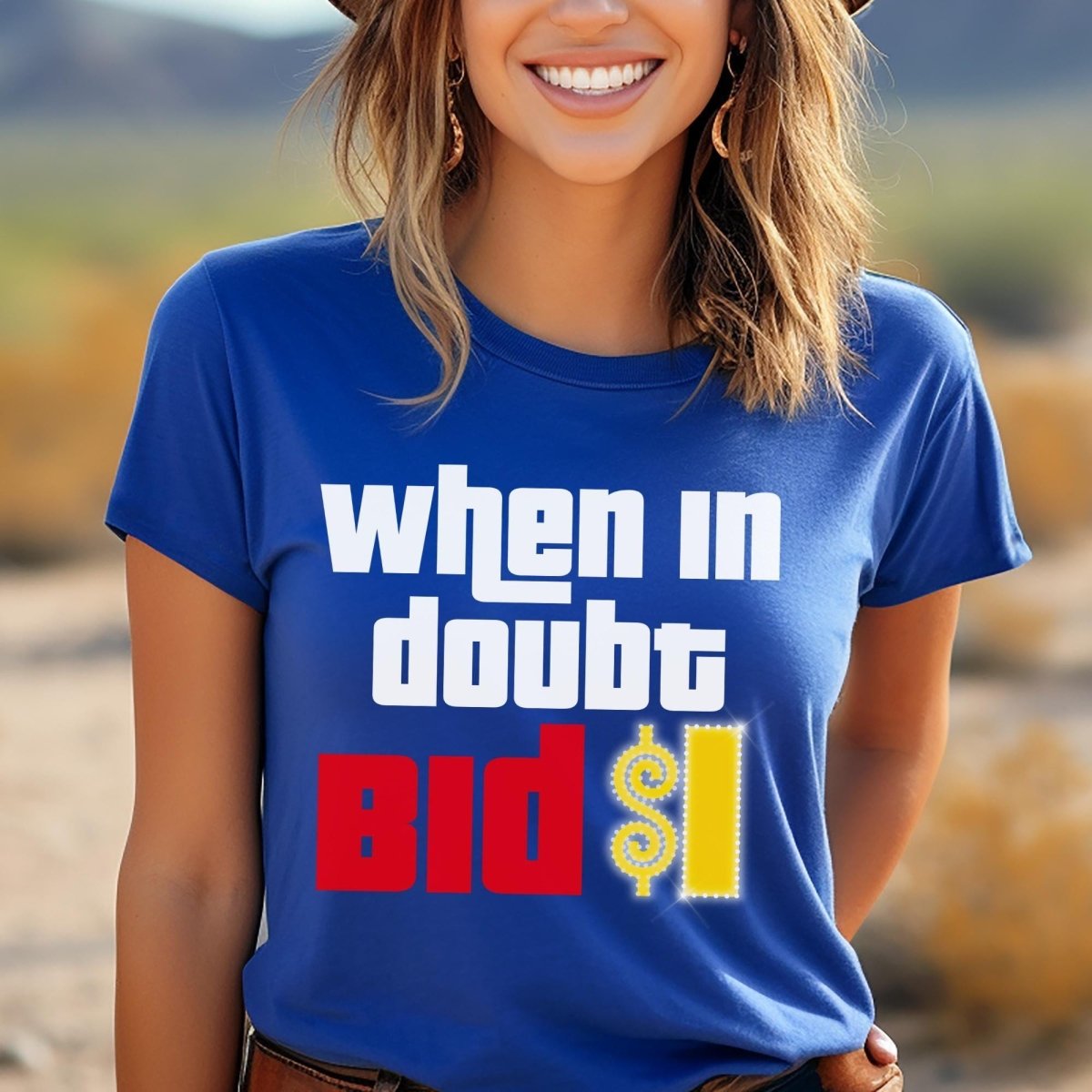 When in Doubt Bid $1 Price is Right Shirt, Funny Game Show Strategy Tee - True Royal - XS -