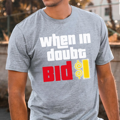 When in Doubt Bid $1 Price is Right Shirt, Funny Game Show Strategy Tee - Athletic Heather - XS -