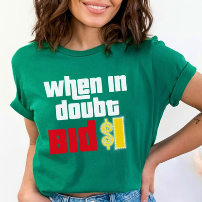 When in Doubt Bid $1 Price is Right Shirt, Funny Game Show Strategy Tee - Kelly - XS -