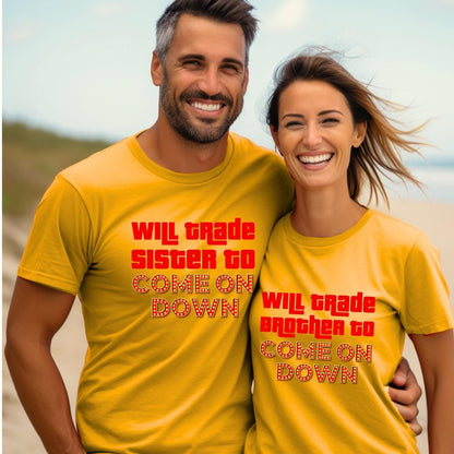 Will Trade to Come On Down Price is Right Shirt, Funny Family or Friend Tee - Gold - XS -