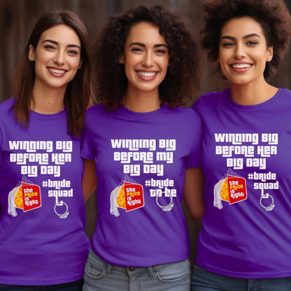 Winning Big Before My Big Day Price is Right Bachelorette Group Shirt for Party - Bride - Purple - XS