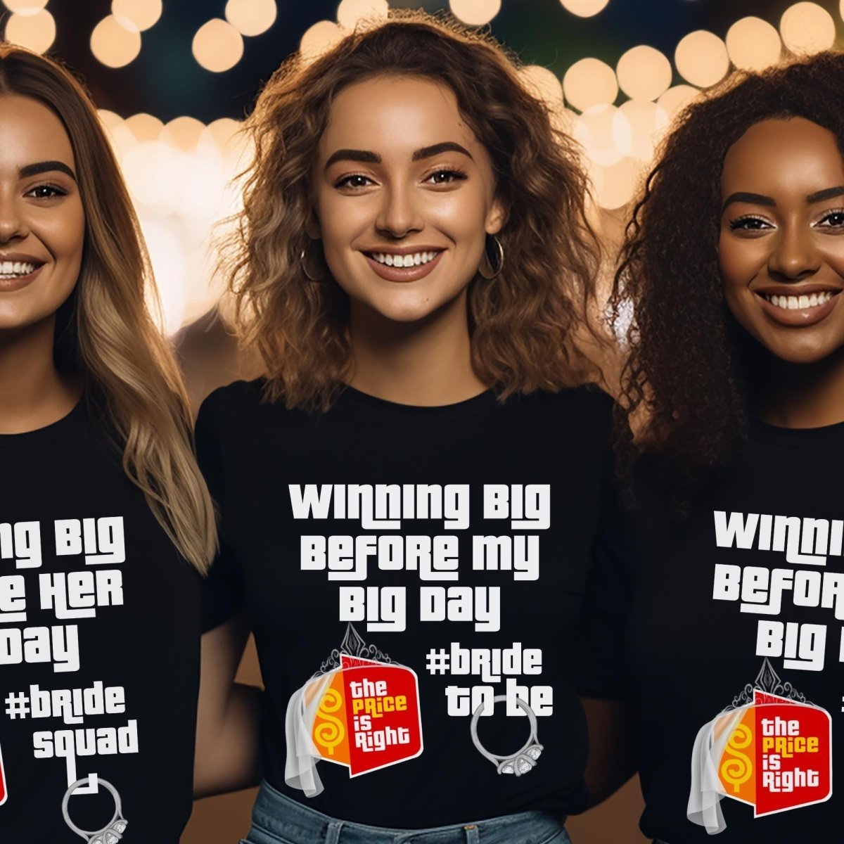 Winning Big Before My Big Day Price is Right Bachelorette Group Shirt for Party - Bride - Black - XS