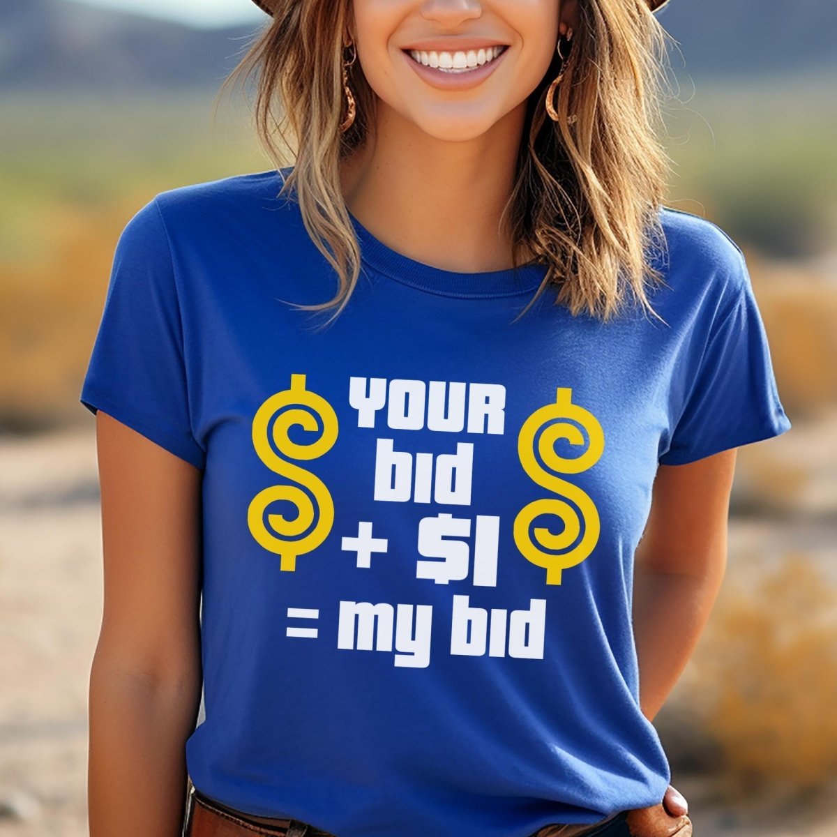 Your Bid Plus $1 Equals My Bid Price is Right Shirt, Bidding Strategy Tee - True Royal - XS -