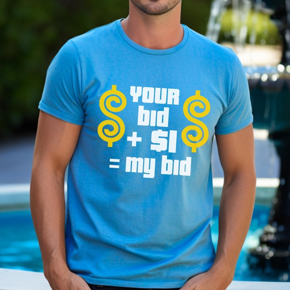 Your Bid Plus $1 Equals My Bid Price is Right Shirt, Bidding Strategy Tee - Aqua - XS -